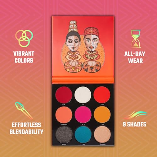 Juvia's Place Festival Eyeshadow Palette - Bold Coral, Glitter & Neutral Shades