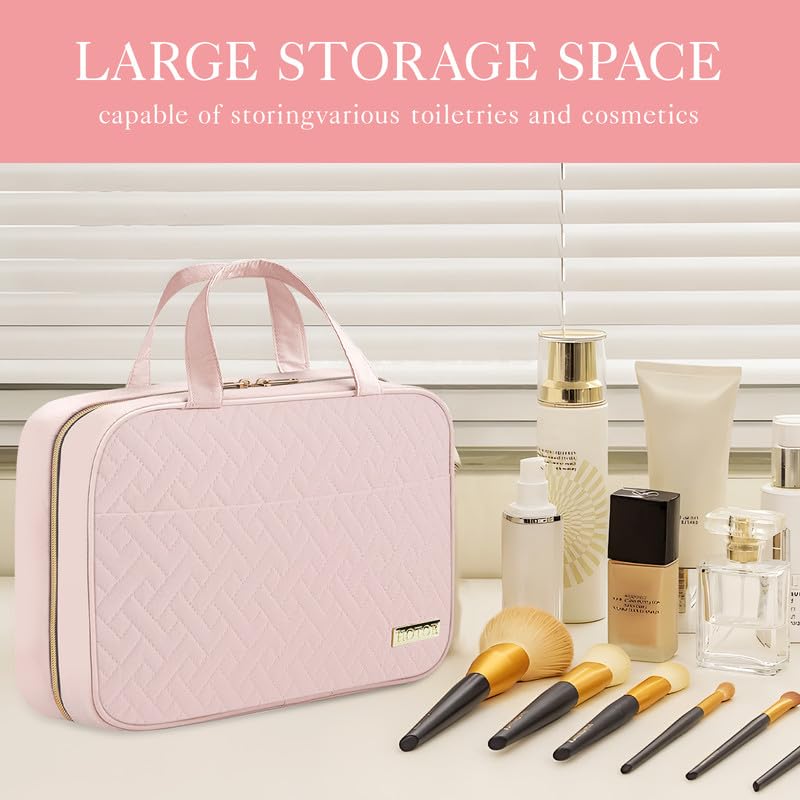 HOTOR Large Pink Hanging Travel Toiletry Bag for Women & Men