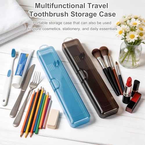 Travel Toothbrush Holder 20-Pack - Gray & Blue Portable Toothbrush Cases