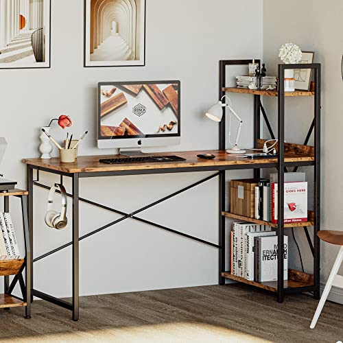 IRONCK Computer Desk 47" with Power Outlet and Storage Shelves,Rustic