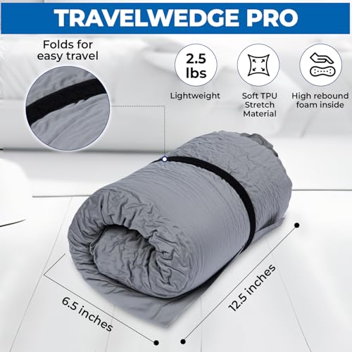 Self-Inflating Travel Bed Wedge Pillow - PRO 22 Inch Support for GERD & Reflux