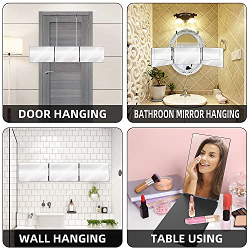 Three Way Mirror for Braiding Hair LED Lighted Trifold 360 Mirror for Women for Braiding Haircuts for Men Self Cut Shaving Barber Hair Cutting Tools
