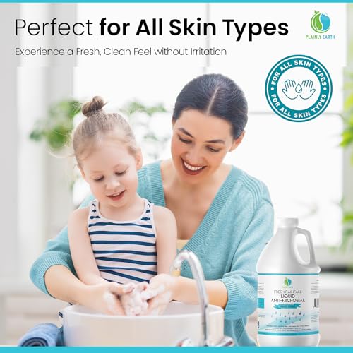 Antimicrobial Hand Soap Refill 64 oz - Gentle, Moisturizing, Scented for Kitchen & Bathroom - Fresh Rainfall Variation