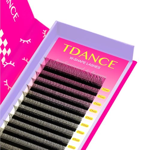 TDANCE YY Lash Extensions Premade Volume Eyelash Fans YY Lashes Matte Black W Lashes Extensions(W-6D-0.07-L,8-15 mm)