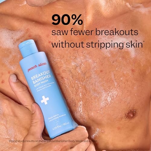 Peach Slices - Breakout Banisher Body Wash (6.09 oz) - 1% Salicylic Acid & Glycolic Acid - Clear & Prevent Body Breakouts - Niacinamide & Cucumber - Vegan, Cruelty Free, Korean Skin Care & Beauty