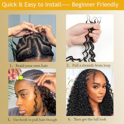 Burmese Curly Feather Crochet Hair Extensions 16 Inch 90 Strands Black - Natural Black, Pre-Separated, Lightweight Synthetic Hair