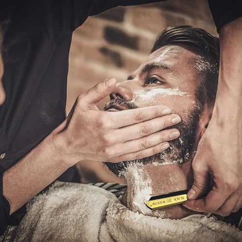 Professional Straight Razor for Men - Matte Black & Gold Finish with 10 Blades