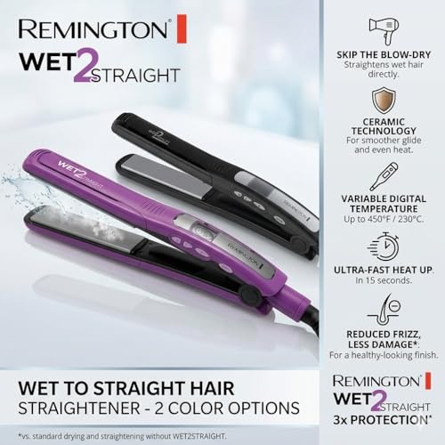 Remington Wet 2 Straight Hair Flat Iron 1-Inch Ceramic Tourmaline Straightener