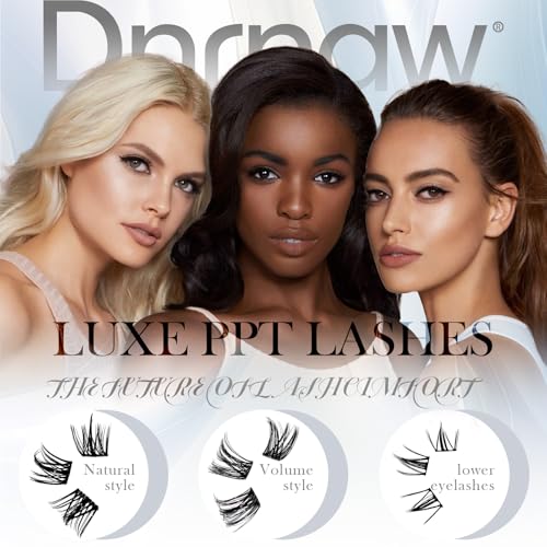 Lash Clusters Kit for Sensitive Eyes - Salon-Quality DIY Eyelash Extensions, Waterproof & Hypoallergenic, | Includes 8-16mm Wispy & Fluffy Clusters, Adhesive, Seal, Tools (Natural-(black box)