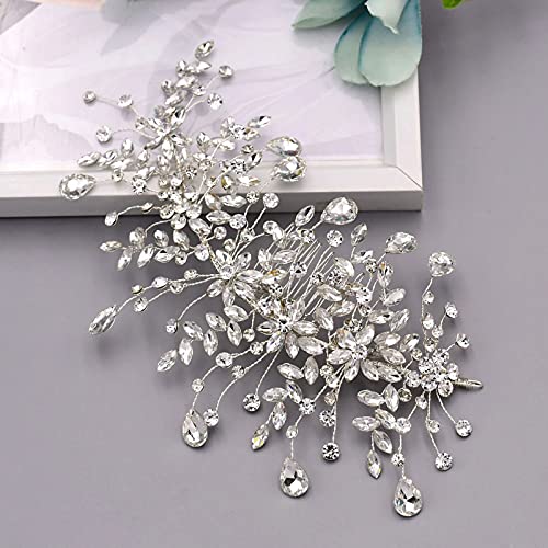 Silver Rhinestone Hair Comb Accessory for Weddings and Special Occasions