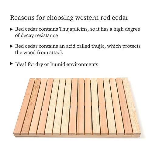 Bingaai Cedar Wood Shower Mat 31.5 x 23.6 in Non-Slip Bathroom Floor Rug