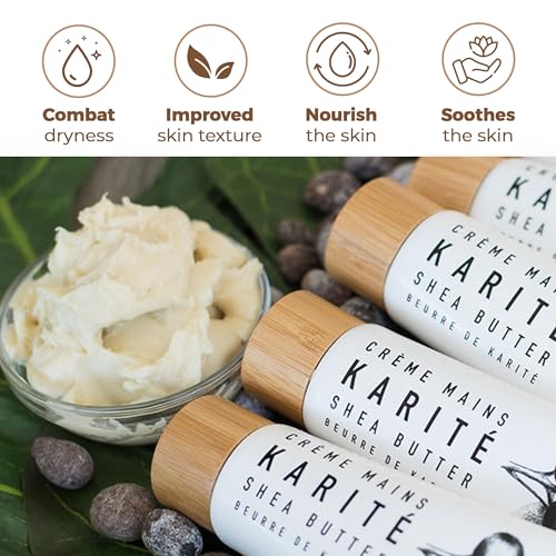 Karit? Shea Butter Hand Cream - Raw Organic Shea Butter for Dry Cracked Hands - Intense Moisturizing Hand Lotion with Jojoba & Rosehip Oil - Hypoallergenic & Dermatologist Approved