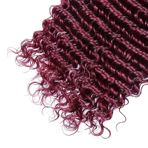 99J Burgundy Deep Wave Human Hair Bundles - 8, 10, 12 Inch, 3 Pack Variation #99j Bug DP (GL) - Unprocessed Brazilian Virgin Hair
