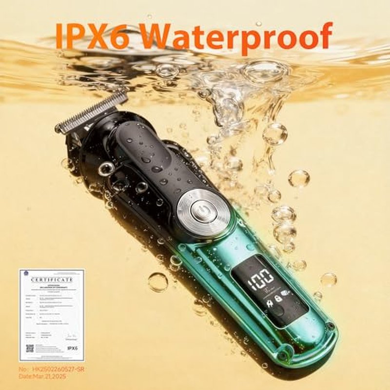 20 Piece Hair Clipper Beard Trimmer for Men, All-in-One Men's Grooming Kit for Nose,Ear,Body,Mustache, Cordless Electric Shaver Razor with IPX6 Waterproof,120-Min Runtime,LED Display