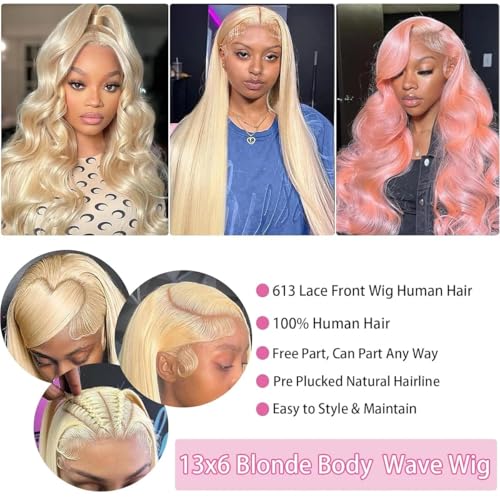 Blonde Lace Front Wigs 13x6 HD Human Hair 200% Density 28 Inch - Unprocessed, Pre Plucked, Glueless