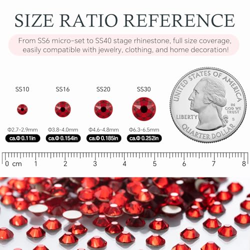 MEIBITE 1440PCS SS20 Red Flatback Rhinestones 4.6-4.8mm - Craft Embellishments