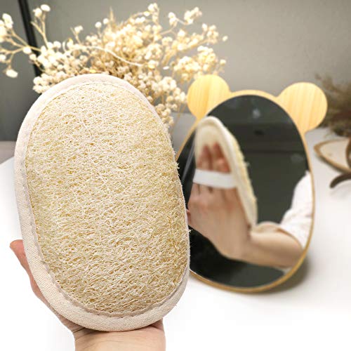 Coimoon Set (Made in Europe)- Exfoliating Organic Loofah Face Pads And Shower Sponge with Natural Pumice Stone, Loofa, Puff Sponge Scrubber Body For Men and Women (4 Piece Set, Natural)