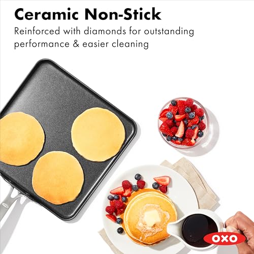 11-Inch Non-Stick Griddle Pan with Ceramic Coating, Hard-Anodized, Dishwasher Safe