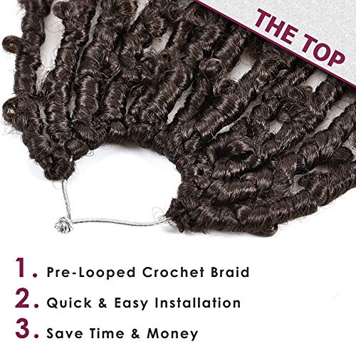 Niseyo 12 Inch Butterfly Locs Crochet Hair - 6 Packs Pre Looped #4 Brown