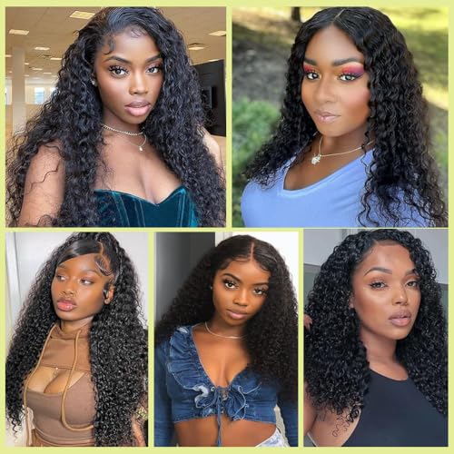 KAFEIER 2x6 Curly Closure Hair 18 Inch Natural Black Brazilian Virgin Remy, Pre-Plucked Hairline