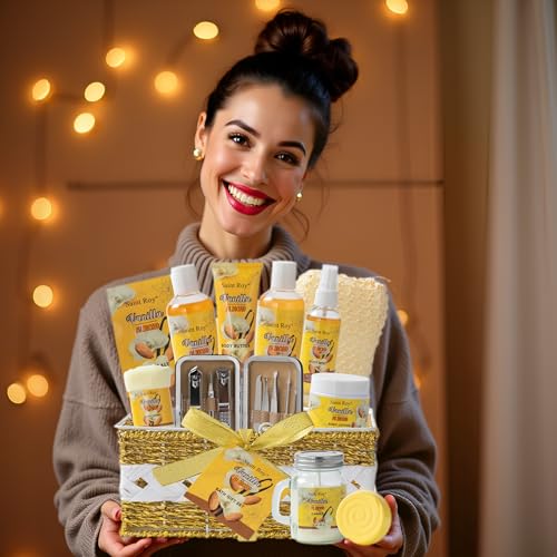 Vanilla & Honey Almond Spa Gift Set 19pcs - Relaxing Bath & Body Kit for Women & Men