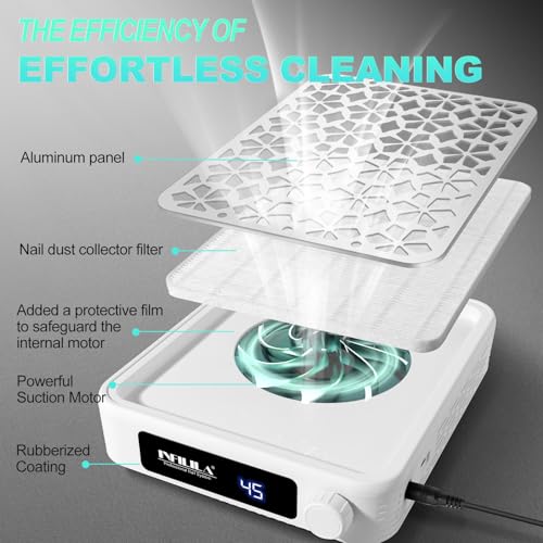 White Nail Dust Collector with HEPA Filter 4500RPM Professional Nail Tech Equipment