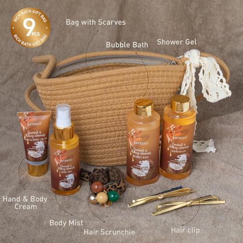 Spa Gift Set for Women - Coconut & Honey Scented Self-Care Gifts for Birthdays, Christmas, Mom & Friends
