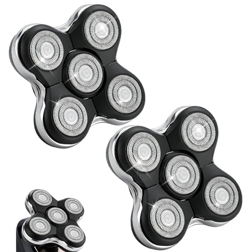 Upgraded Magnetic Replacement Heads for Skull Shaver, 5 Blades Compatible with Pitbull, Platinum Pro, Palm, Butterfly Kiss - Hypoallergenic Razor Heads (2Pack)