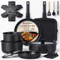 Ammeloo Non-Stick Pots and Pans Set with Detachable Handle - Grill Pan Set
