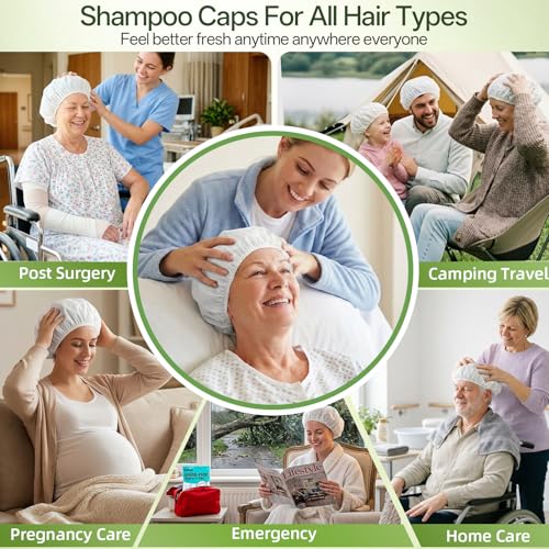 Rinse-Free Shampoo Caps Pack for Bedridden & Travel - No Rinse Hair Wash