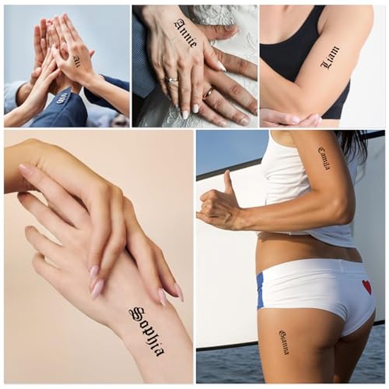 10 Sheet Gothic Temporary Tattoos, Small English Letters Numbers Fake Tattoos Alphabet Tattoo Stickers for Adult Finger Neck Body