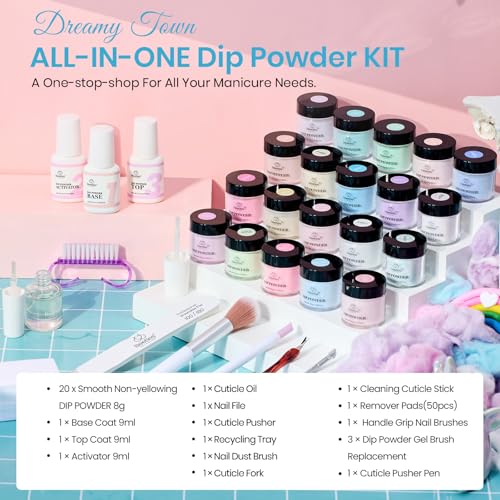 Beetles Dip Powder Nail Starter Kit 20 Colors - Multicolor Dreamy Town Variation