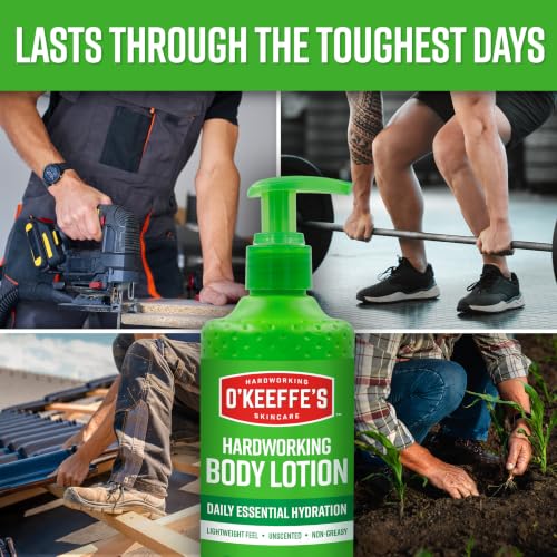 O'Keeffe's Hardworking Body Lotion 12 oz Pump - 2 Pack, Fragrance-Free, Hydrating for Dry Skin