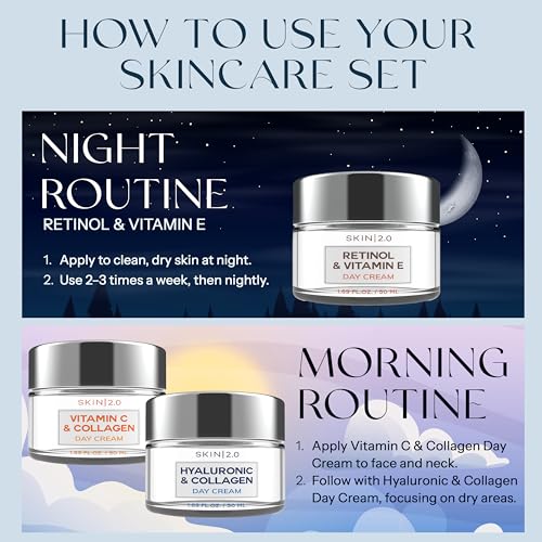 Skin 2.0 Korean 3 Day Cream Set for Women - Hydrating, Brightening & Smoothing