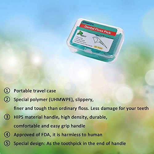 FAMILIFE Mint Dental Floss Picks 420 Count with Travel Cases – Easy to Carry