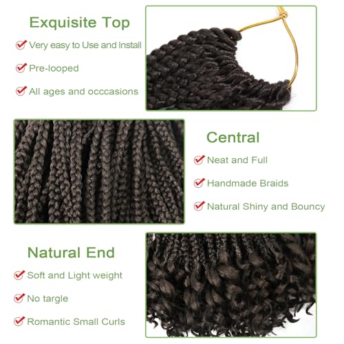 Chocolate Brown Goddess Box Braids Crochet Hair 14 Inch 8 Packs for Black Women