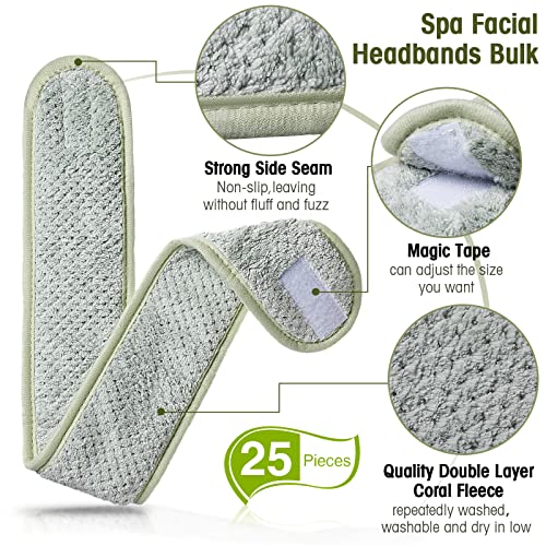 Multicolor Spa Headbands 25 Pack - Adjustable Hair Wrap for Face & Hair Care