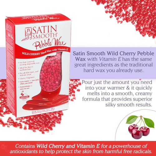 Wild Cherry Hard Wax Beads for Sensitive Skin - 35 oz, Disposable & No-Strip