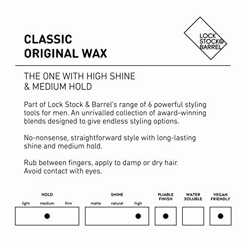 Lock Stock & Barrel Classic Hair Wax for Men - Medium Hold & Shine, 100g