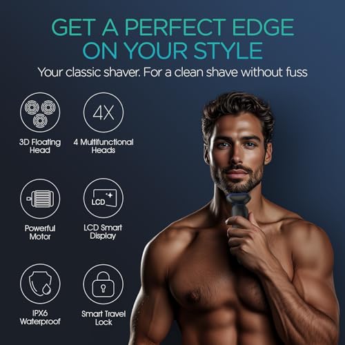 VOYOR Electric Razor for Men Cordless Shavers for Shaving with face sideburn Nose Ear Hair ?Rechargeable Wet Dry Waterproof TX410 New (New Version-Blue)