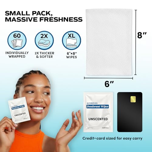 Zero Trace Travel Deodorant Wipes Unscented Bare Fresh - 60 Count