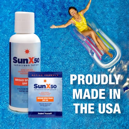 CoreTex Sun X 50 SPF Broad Spectrum Sunscreen Packets - Pack of 25 Paraben, Oxybenzone, Octinoxate, & Oil Free Sunscreen - No White Cast and Water Resistant Up to 80 Minutes