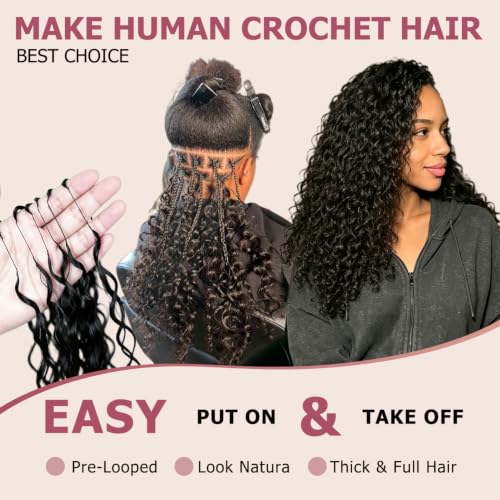 ShowCoco 16 Inch Burmese Curly Crochet Human Hair Extensions 40 Strands 50g Pre-Separated