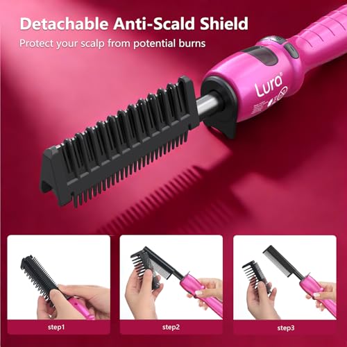 Pink Electric Hot Comb 180-500°F with Adjustable Temperature for Wigs & Hair Styling