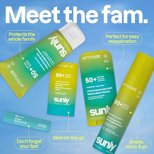 BIO SPECTRA ATTITUDE Mineral Sunscreen SPF 50 Unscented - Broad Spectrum Zinc Oxide, Vegan, Non-Nano, 3 Oz