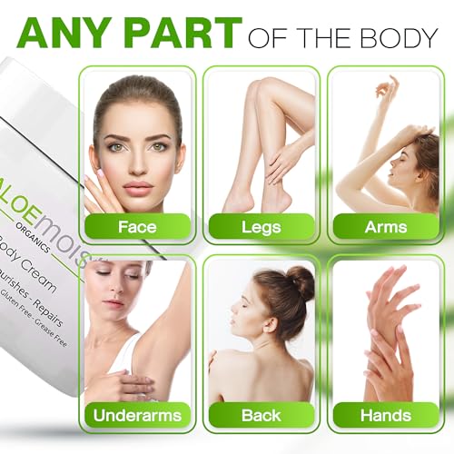 8 oz Organic Aloe Vera Face & Body Moisturizer with Vitamin E, C, Retinol & Shea Butter – Anti-Aging Hydrating Cream for Sensitive Skin