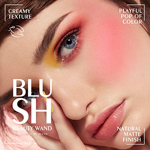 KYDA 2 Colors Liquid Blush Wand Set, Matte Shimmer Blush Duo, Buildable Smooth Coverage for Natural Glow Cheeks Color, Lightweight Blendable Formula, Grateful Red+Matte Pink