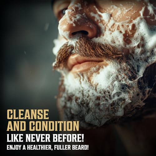 Viking Revolution Beard Wash and Beard Conditioner for Men with Argan Oil and Jojoba Oil - Beard Softener and Strengthener Beard Care Beard Shampoo and Conditioner with Beard Oil (10oz,Spiced Vanilla)