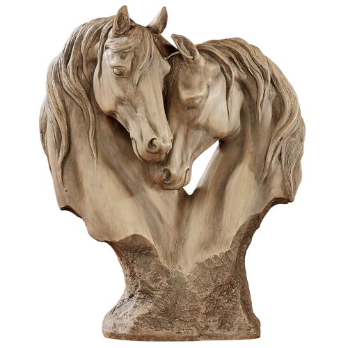 Loving Horses Table Sculpture - Tan, Horse Lover Home Decor, 11.5"