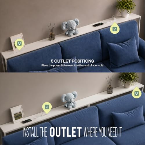 118-Inch White Sofa Table Behind Couch with Outlets & Storage - Narrow Console